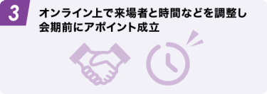 3 オンライン上で来場者と時間などを調整し 会期前にアポイント成立