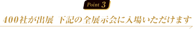 400社が出展 下記の全展示会に入場いただけます